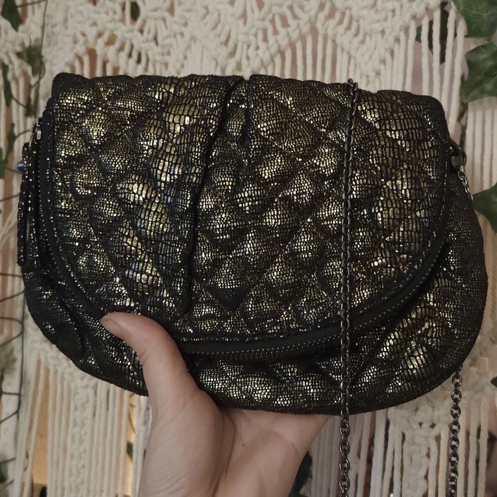 Metallic Gold Quilted Crossbody Purse by Gap